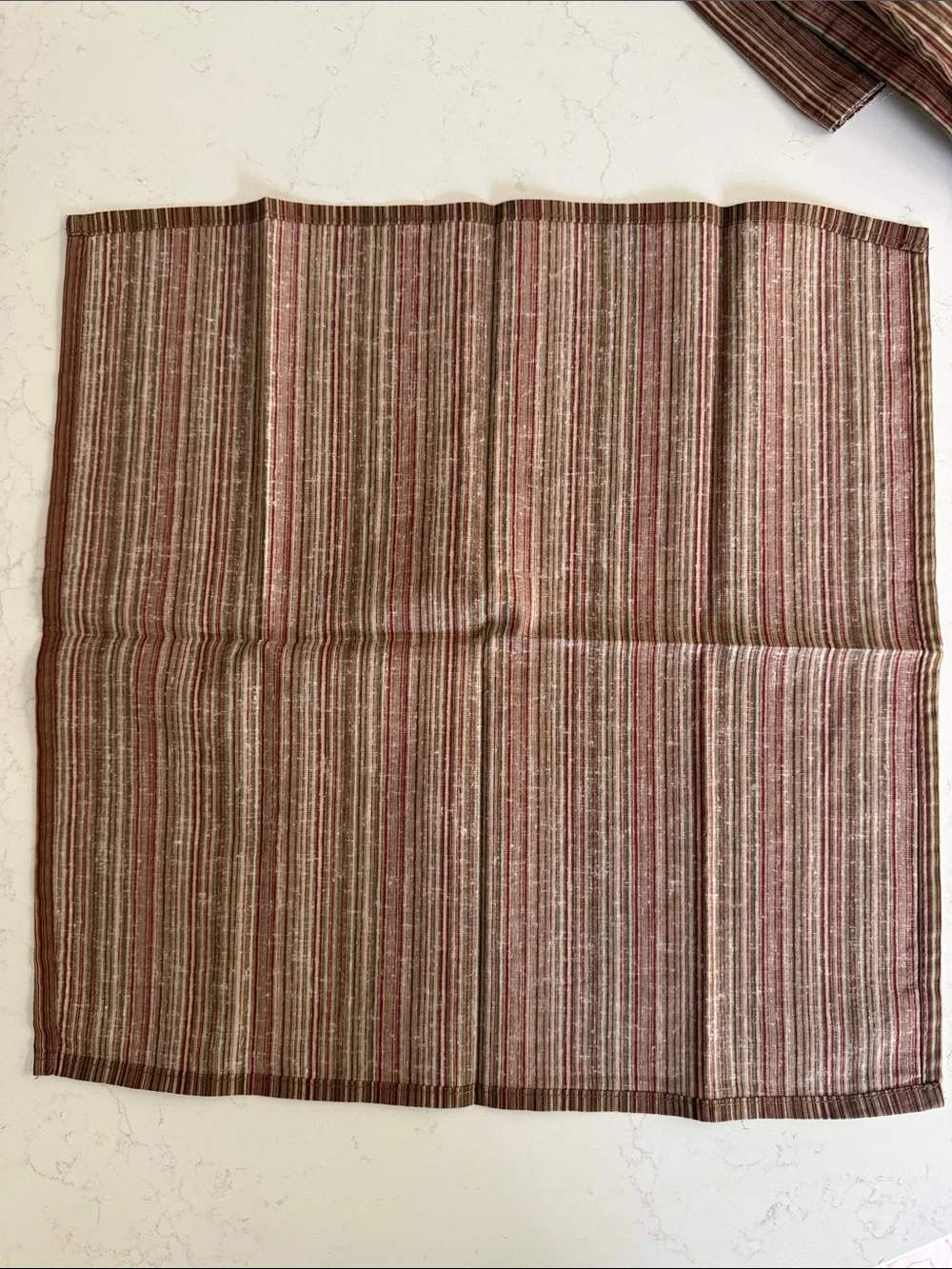 Set of 8 striped fabric table napkins - Earth Tone Stripes - square